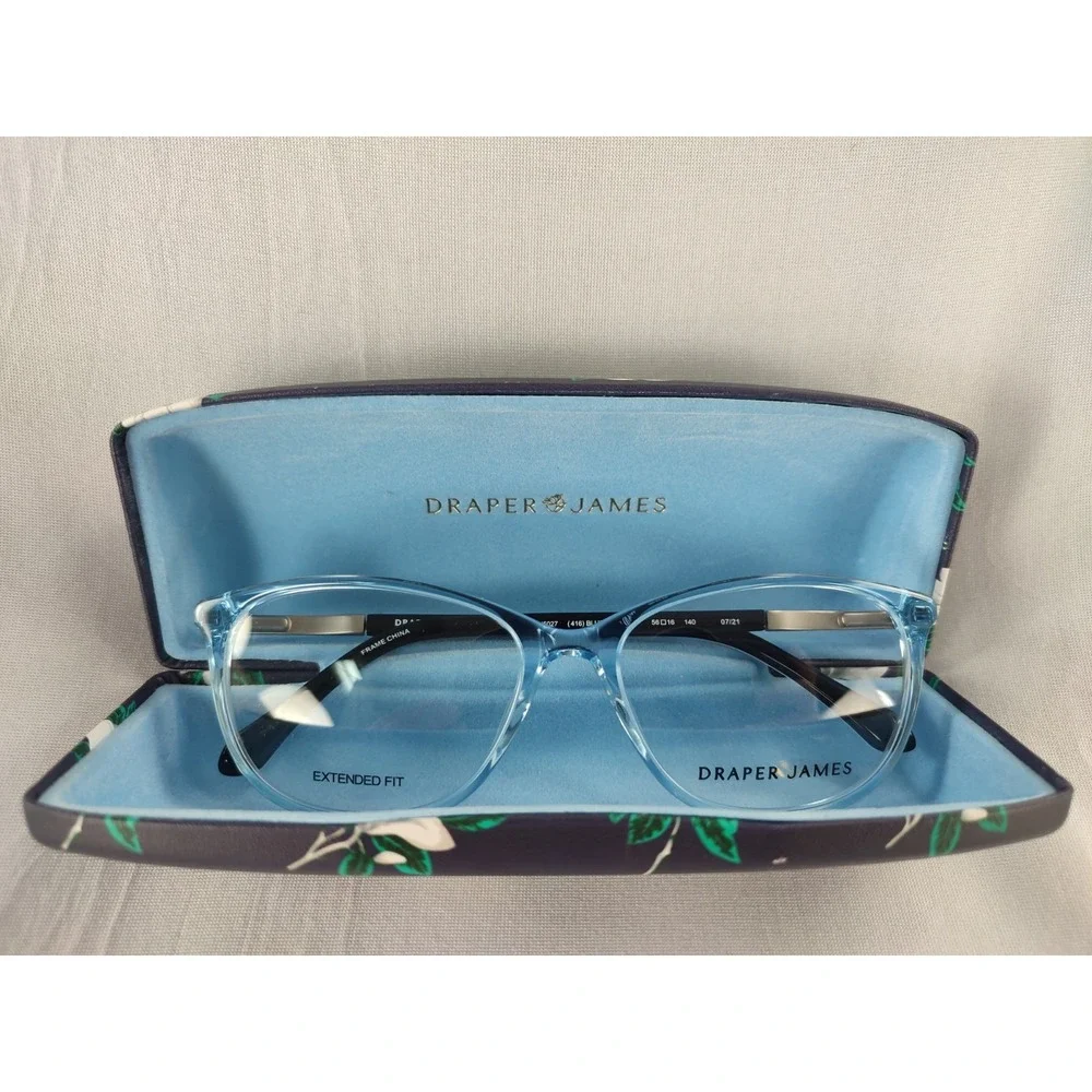 Draper James‎ DJ5027 416 Blue Crystal Cat Eye Eyeglass Frames 56-16-140 NWT
